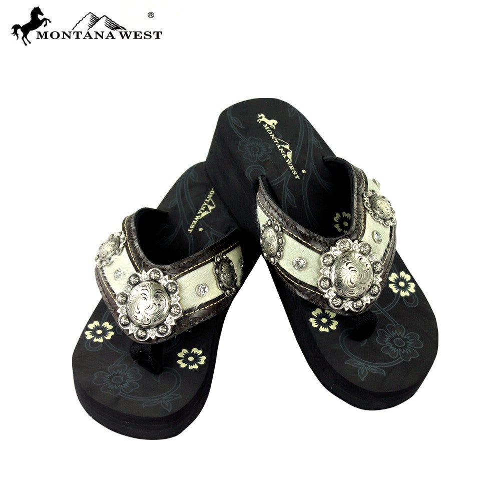 SE07-S095 Montana West Hair-On Collection Flip Flops BY CASE