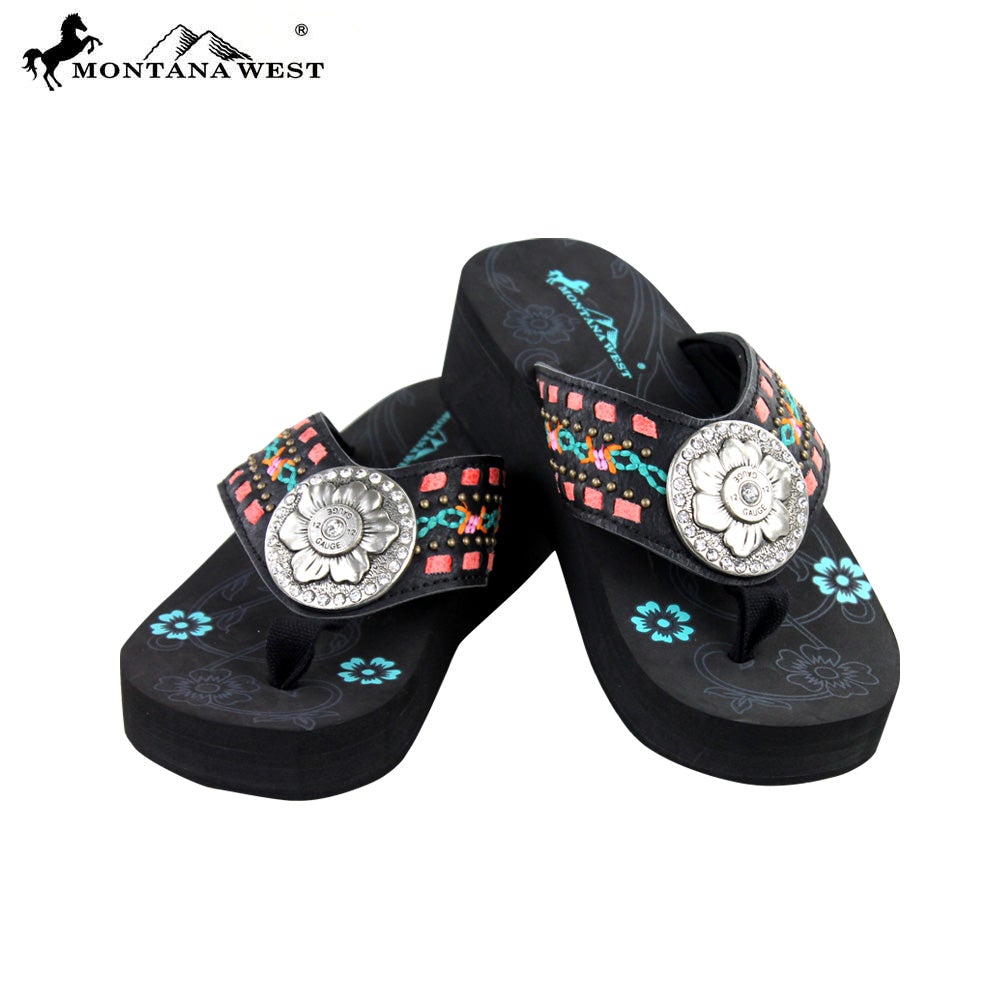 SE11-S106 Montana West Embroidered Flip-Flops By Size