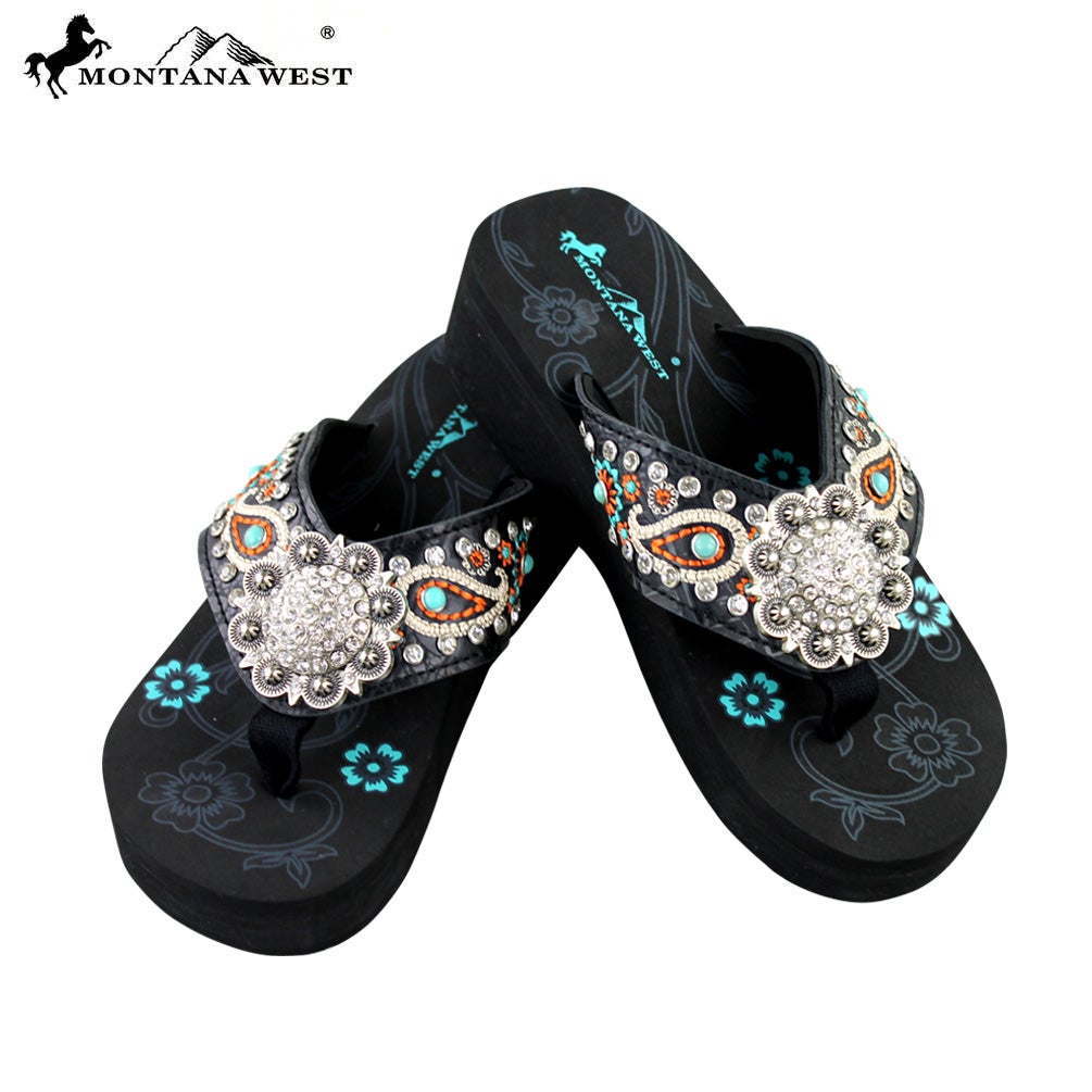 SE14-S001 Montana West Embroidered Flip-Flops Collection BY CASE