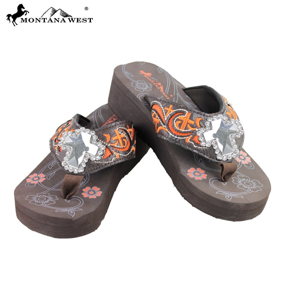 SE15-S008 Montana West Embroidered Flip-Flops Collection By Size