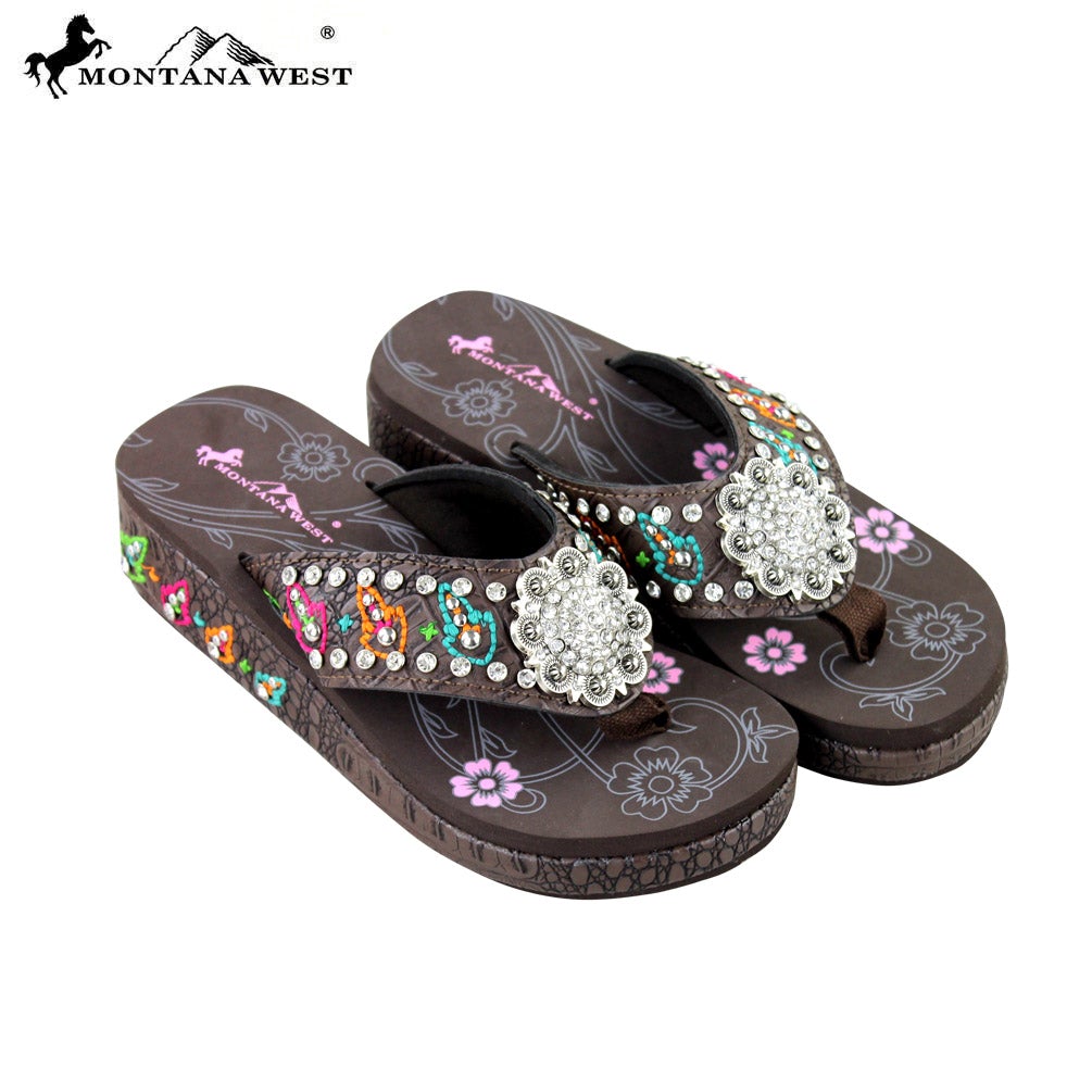 SE28-S001 Montana West Embroidered Collection Flip Flops BY CASE