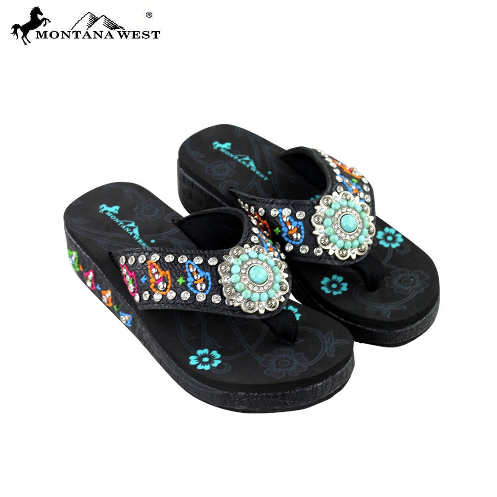 SE28-S096 Montana West Embroidered Flip-Flops Collection BY CASE