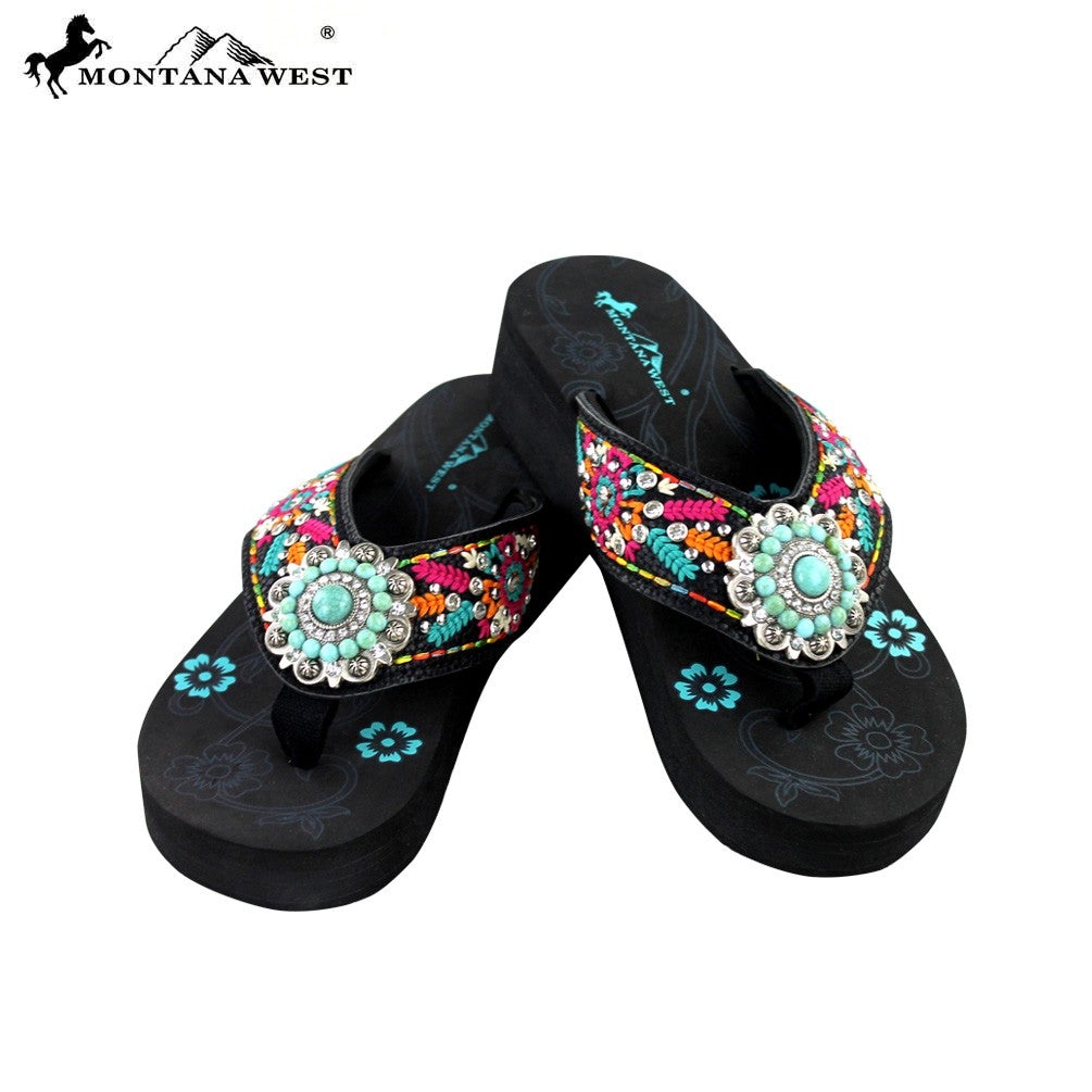 SE29-S096 Montana West Embroidered Flip-Flops Collection By Size