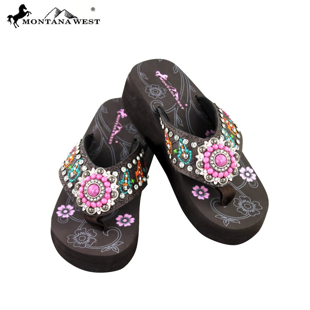 SE30-S096 Montana West Embroidered Flip-Flops Collection BY CASE