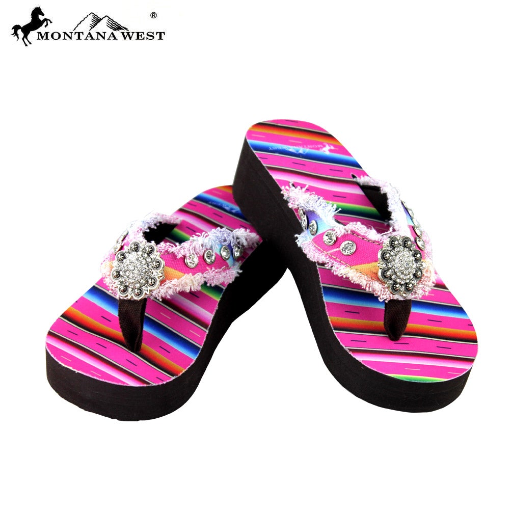SE32-S001 Serape Wedge Collection Flip Flops By Size
