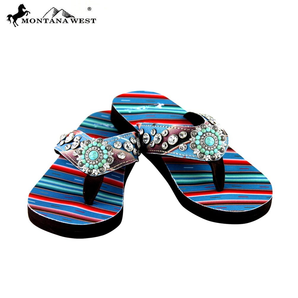 SE33-S096 Serape Thin Sole Collection Flip Flops By Size