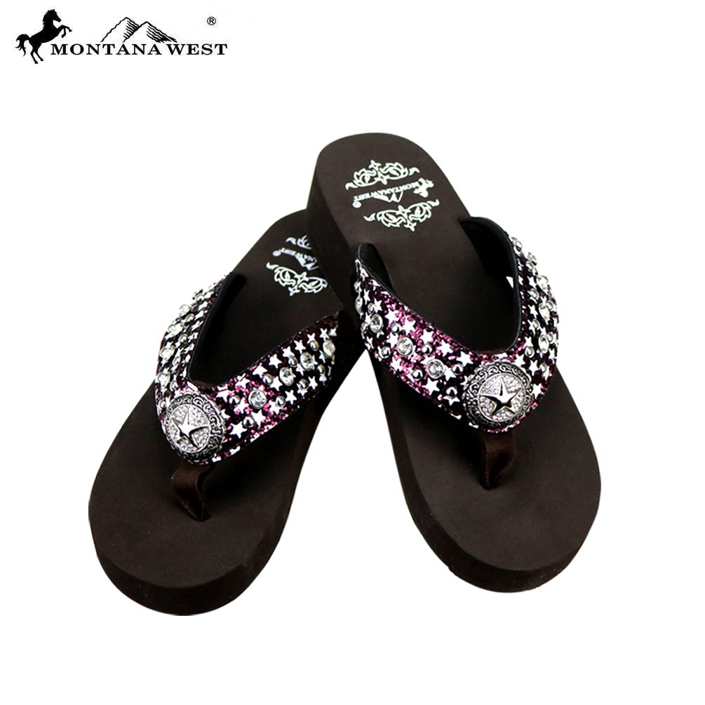 SE74-S089  Crackle Texture Collection Wedge Flip Flops By Case