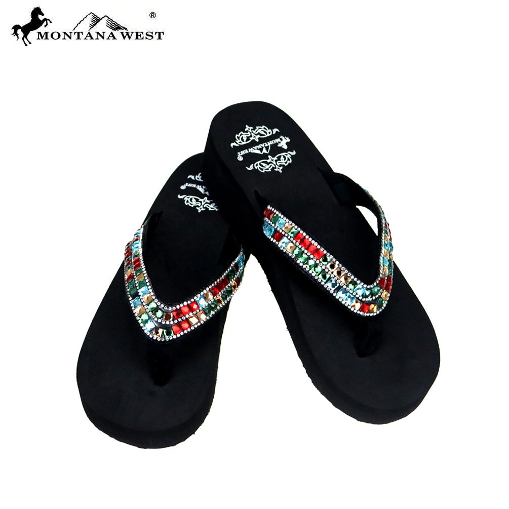 SE80-S088  Bling Bling Collection Wedge Flip Flops By Case