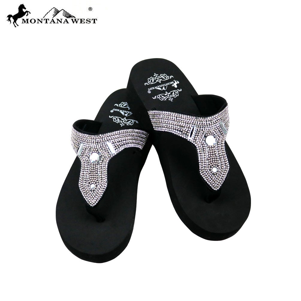 SE82-S088  Bling Bling Collection Wedge Flip Flops By Case