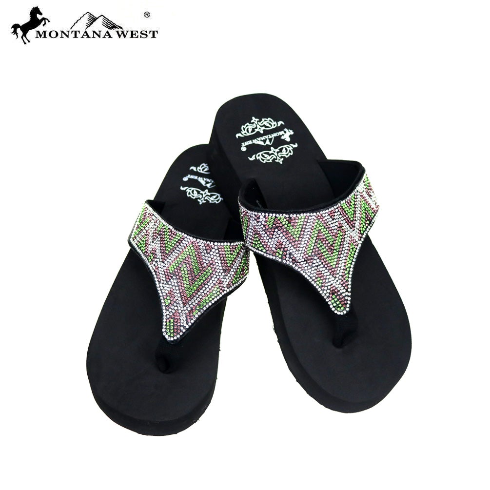 SE87-S088  Bling Bling Collection Wedge Flip Flops By Case