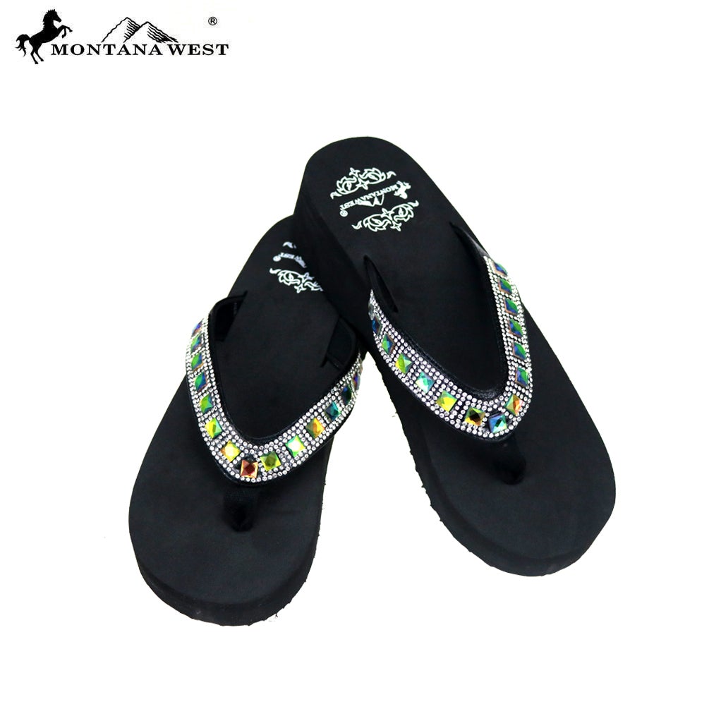 SE93-S088  Bling Bling Collection Wedge Flip Flops By Case