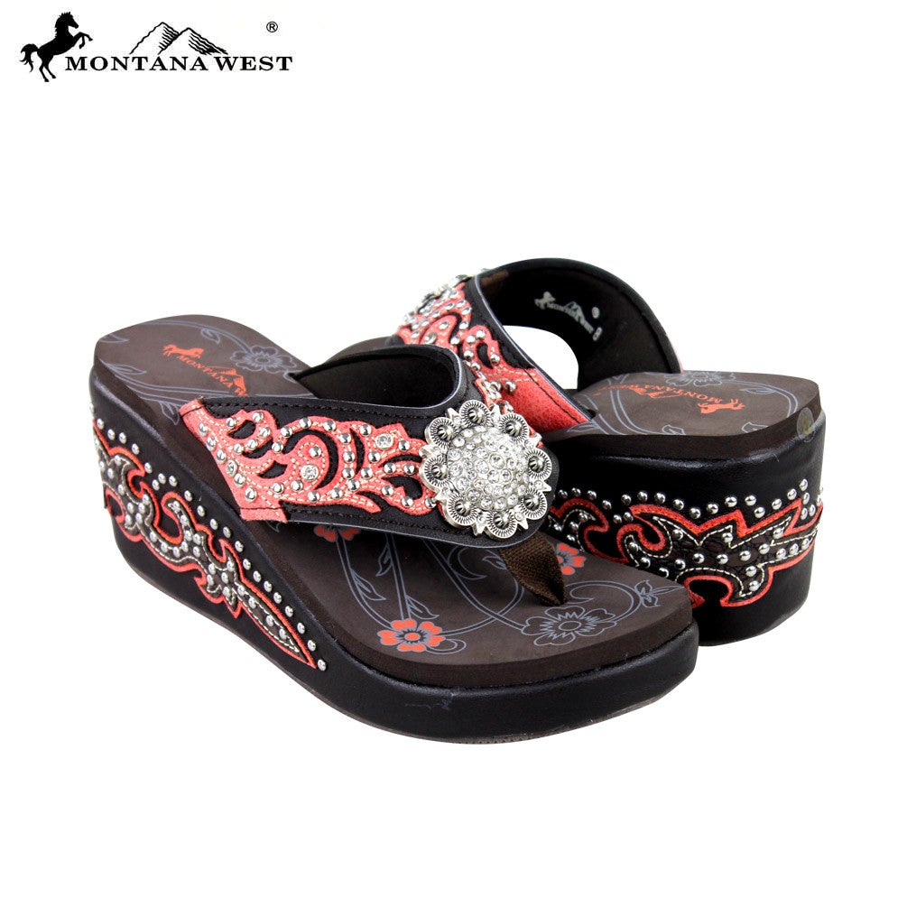 SEH05-S001 Montana West Boot Scroll Platform Flip-Flops Collection By Pair