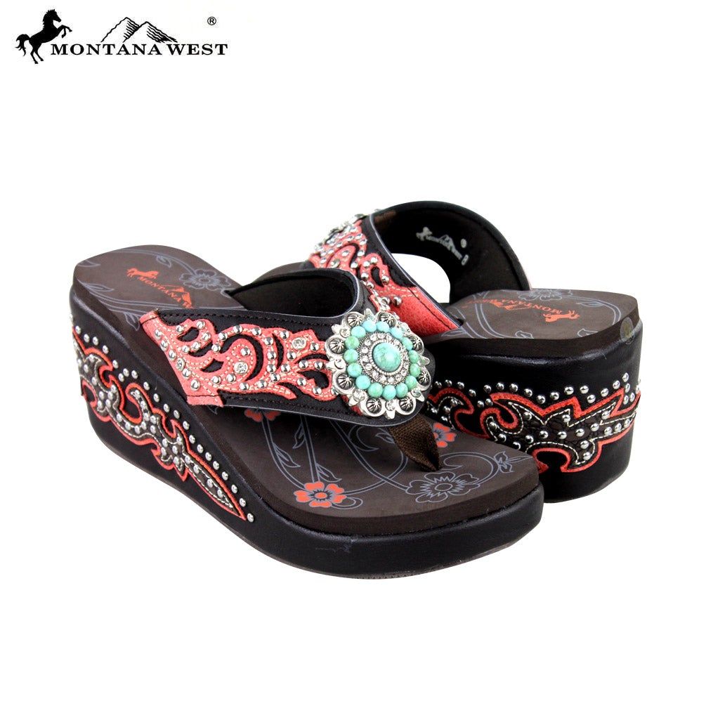 SEH05-S096 Montana West Boot Scroll Platform Flip-Flops Collection By Pair