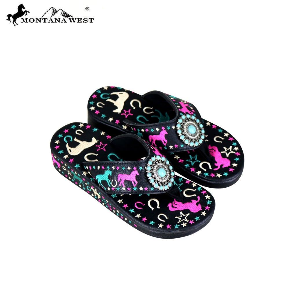 SF07-S144 Montana West Fun Novelty Embroidered Collection Flip Flops By Size