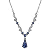 Downton Abbey Silver Tone Blue Crystal Necklace-17508 - Blanche's Place