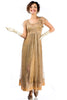 Nataya Edwardian Empire Waist Dress in Antique Gold-40839