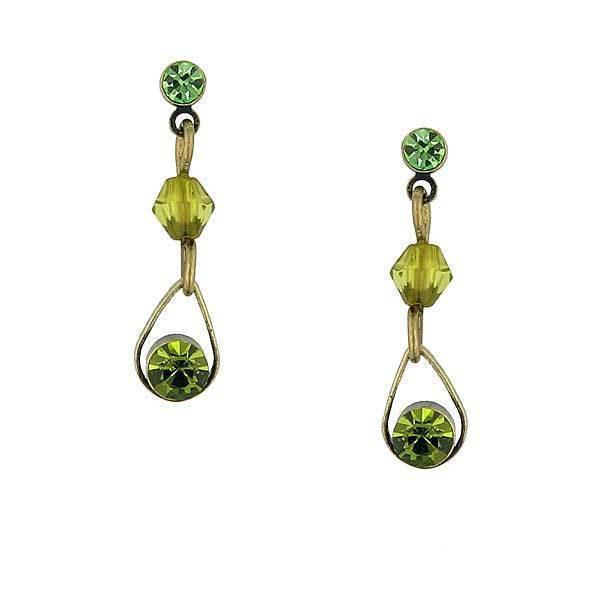 Vintage Inspired Green Dangling Earrings-21654
