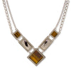 Art Deco Silver Toned Gemstone Necklace-42317