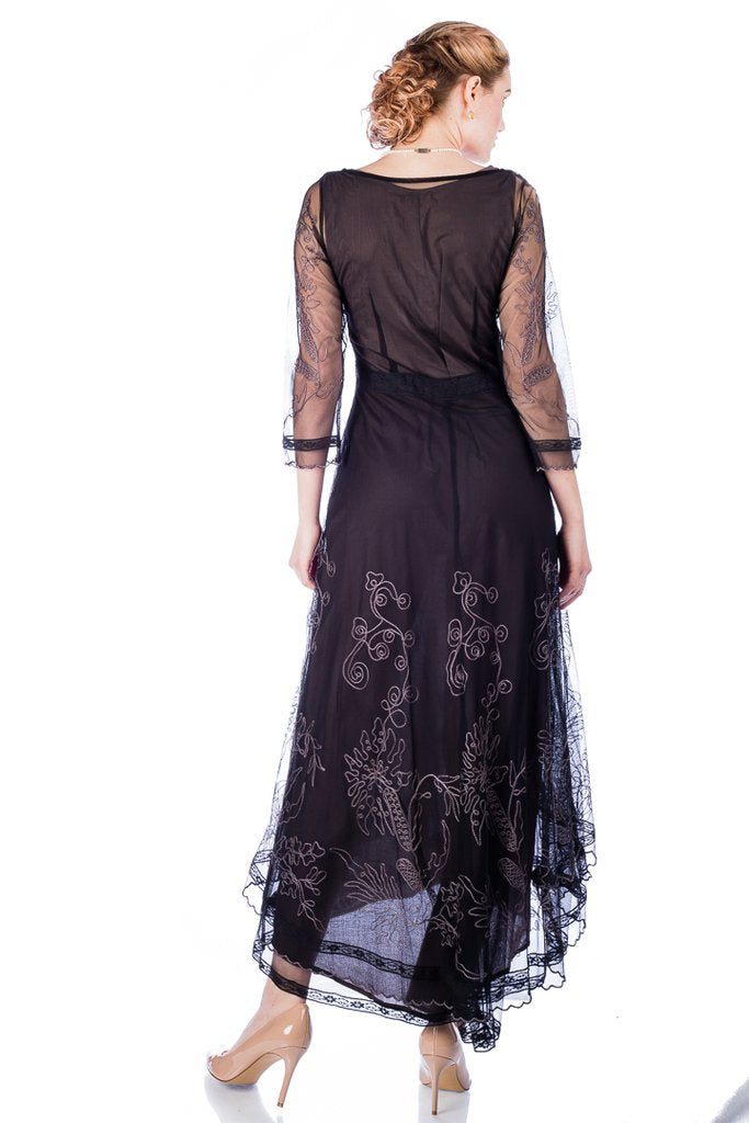 black lace victorian dress knee length dresses for ladies Black Velvet Victorian Dress - Lace Collar