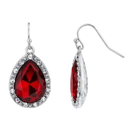 Downton Abbey 1920'a Inspired Red Tear Drop Necklace-18190 - Blanche's Place