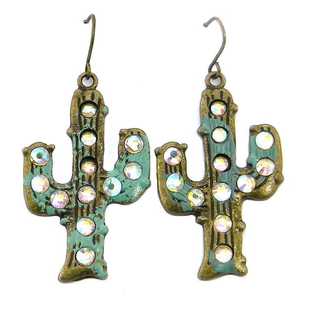 ERE160903-04 PTN    Cacus Motif Earring with AB Crystal
