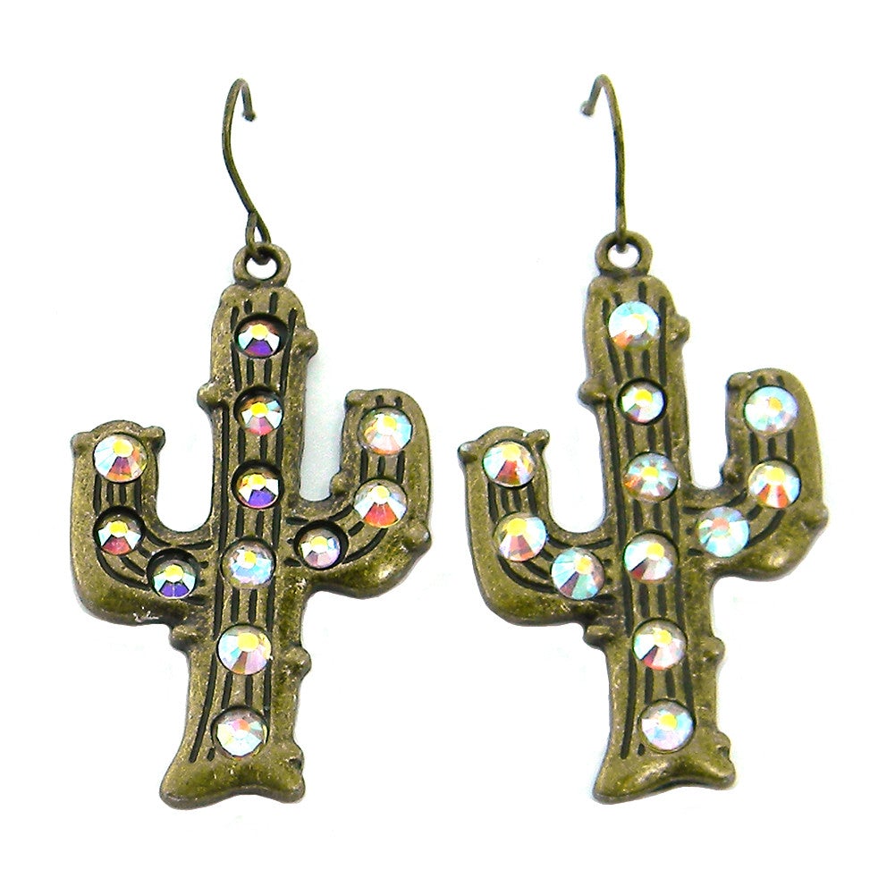 ERE160903-03 BRS    Cacus Motif Earring with AB Crystal