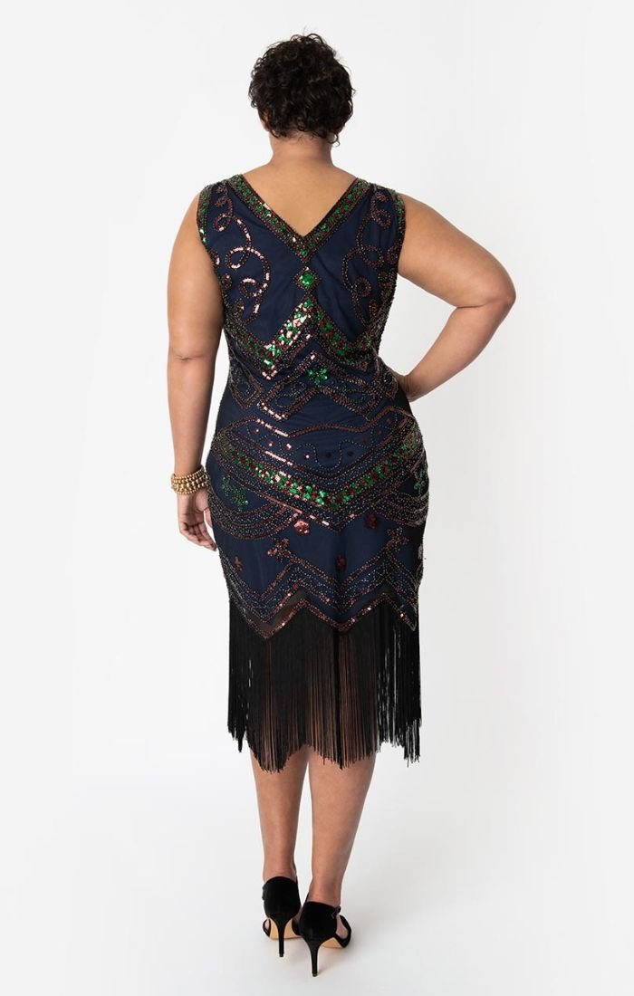 Stunning Navy 1920's Downton Abbey Beaded Flapper Dress-Fernande Stunning Navy 1920's Downton Abbey Beaded Flapper Dress-Fernande
