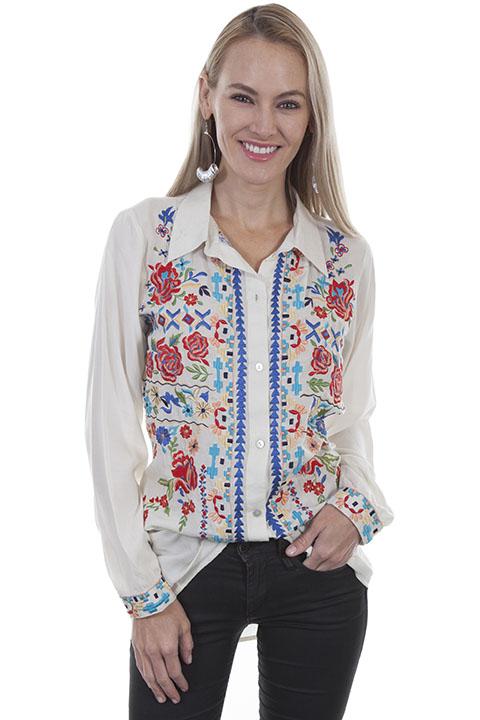 Stunning Honey Creek  Boho Chic Embroidered Blouse-HC418 - Blanche's Place
