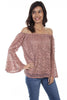 Ladies Mauve Lace Blouse With Bell Sleeves from Honey Creek-HC593 - Blanche's Place