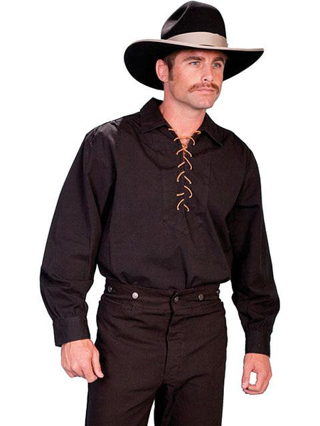 Men's Old West Frontier Style Shirt with Lace Up Front-RW021