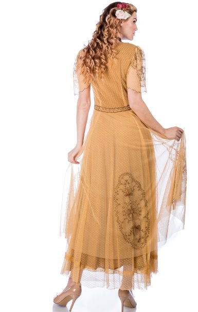 Bewitching Nataya Vintage Inspired Gold Alice Dress-40815 Bewitching Nataya Vintage Inspired Gold Alice Dress-40815