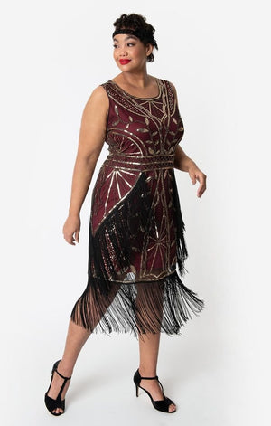 Fashion Maroon Flapper Dress 1920s Cocktail Party Dress In Purple Plum   WardrobeShop