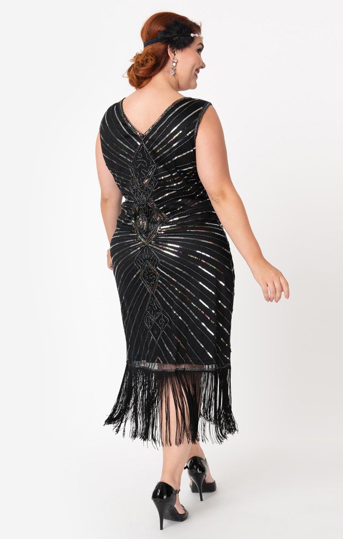 silver plus size flapper dress Plus Size Halle Flapper Dress