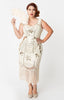 Cream and Gold Great Gatsby Beaded Flapper Dress