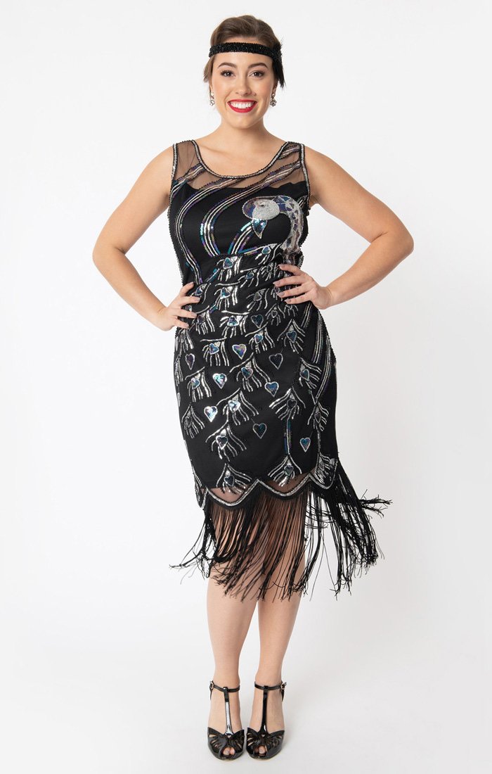 Peacock Beaded Flapper Dress-Antoinette Peacock Beaded Flapper Dress-Antoinette
