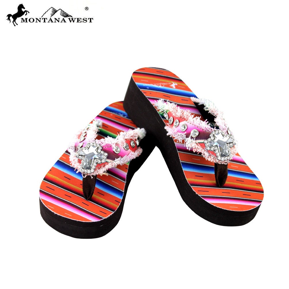 SE32-S008 Serape Wedge Collection Flip Flops BY CASE